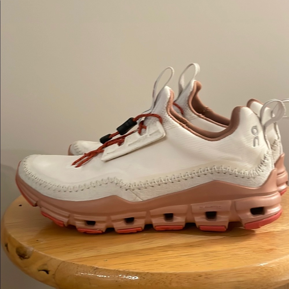 White and Pink Athletic Sneakers